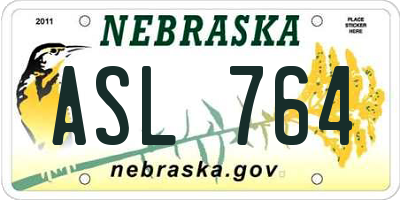 NE license plate ASL764