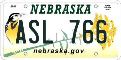 NE license plate ASL766