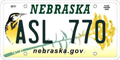 NE license plate ASL770