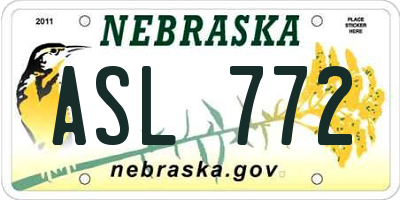 NE license plate ASL772