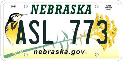 NE license plate ASL773