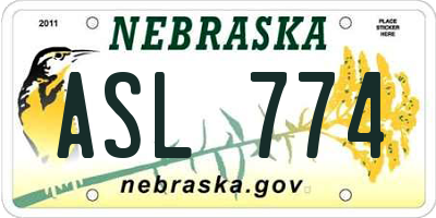NE license plate ASL774