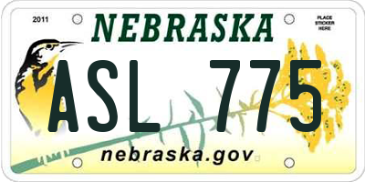 NE license plate ASL775