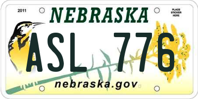 NE license plate ASL776