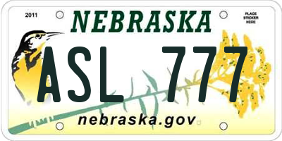 NE license plate ASL777