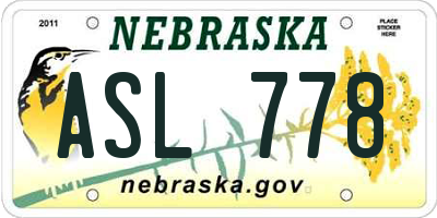 NE license plate ASL778