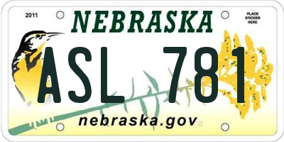 NE license plate ASL781