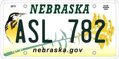 NE license plate ASL782