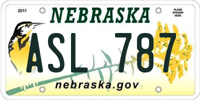 NE license plate ASL787