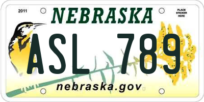 NE license plate ASL789