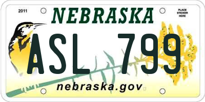 NE license plate ASL799