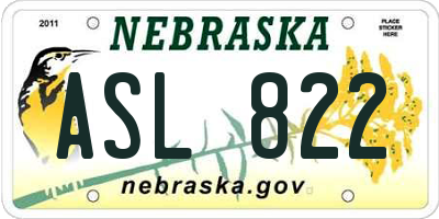 NE license plate ASL822