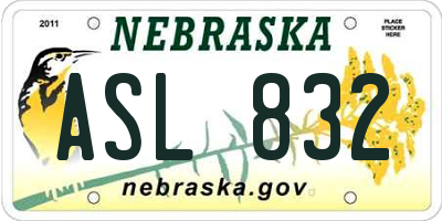 NE license plate ASL832