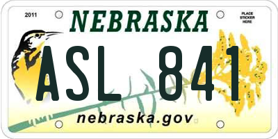 NE license plate ASL841