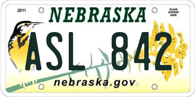 NE license plate ASL842