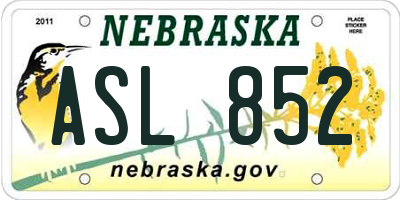 NE license plate ASL852