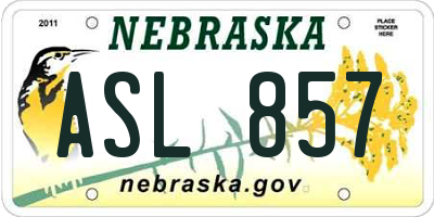NE license plate ASL857