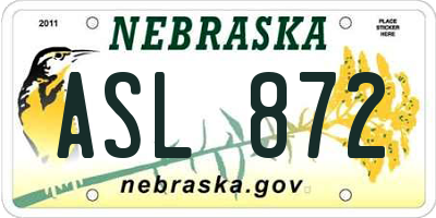 NE license plate ASL872