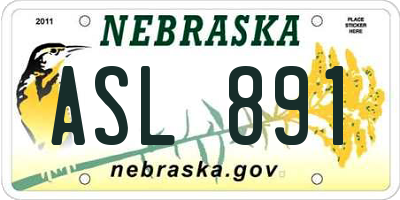 NE license plate ASL891