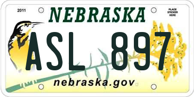 NE license plate ASL897