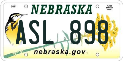 NE license plate ASL898