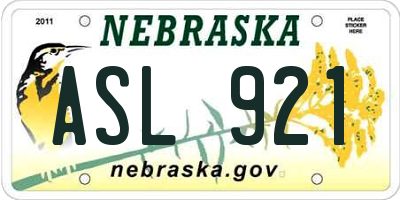 NE license plate ASL921