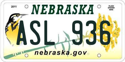 NE license plate ASL936