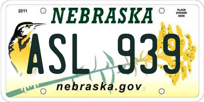 NE license plate ASL939