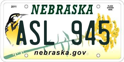 NE license plate ASL945