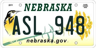 NE license plate ASL948
