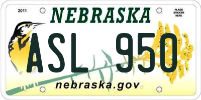 NE license plate ASL950