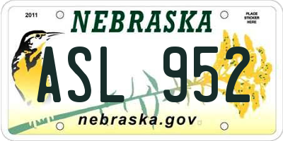NE license plate ASL952