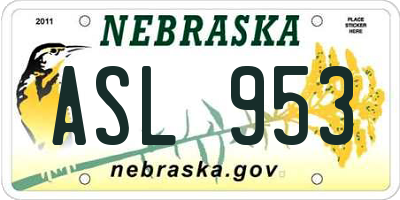 NE license plate ASL953