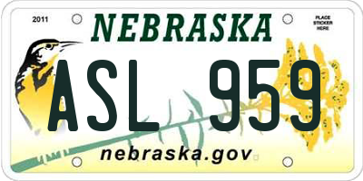 NE license plate ASL959