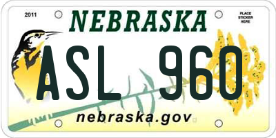 NE license plate ASL960