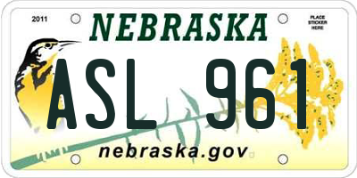 NE license plate ASL961