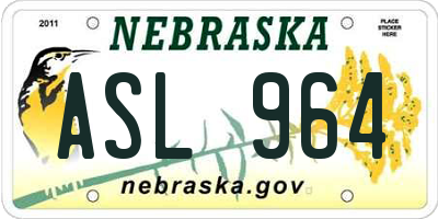 NE license plate ASL964