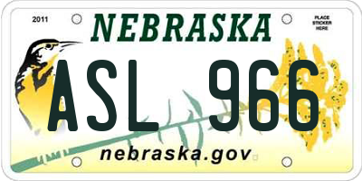 NE license plate ASL966