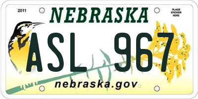 NE license plate ASL967