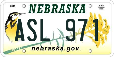 NE license plate ASL971
