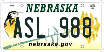 NE license plate ASL988