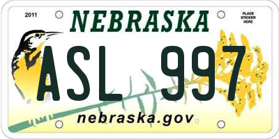 NE license plate ASL997