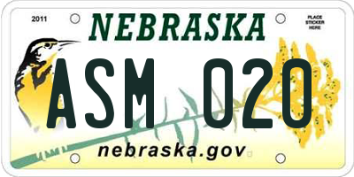 NE license plate ASM020