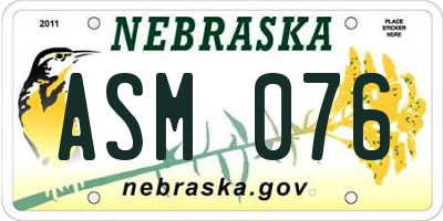 NE license plate ASM076