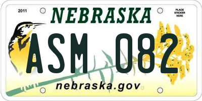 NE license plate ASM082