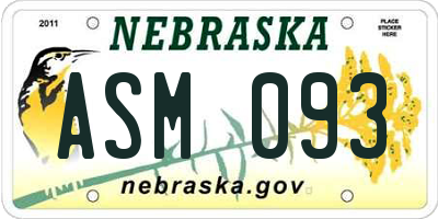 NE license plate ASM093