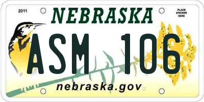 NE license plate ASM106