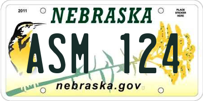 NE license plate ASM124