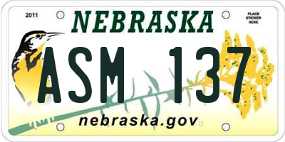NE license plate ASM137