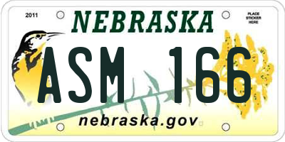 NE license plate ASM166